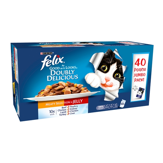 Picture of FELIX  DOUBLY DELICIOUS MEAT SELECTION 40 POUCH